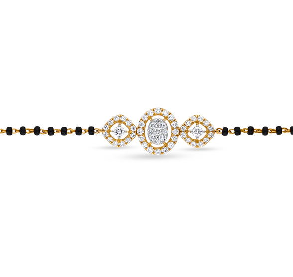 Round Natural Diamond pressure and Prong Setting Yellow Gold Lobster Clasp Tanmaniya Bracelet