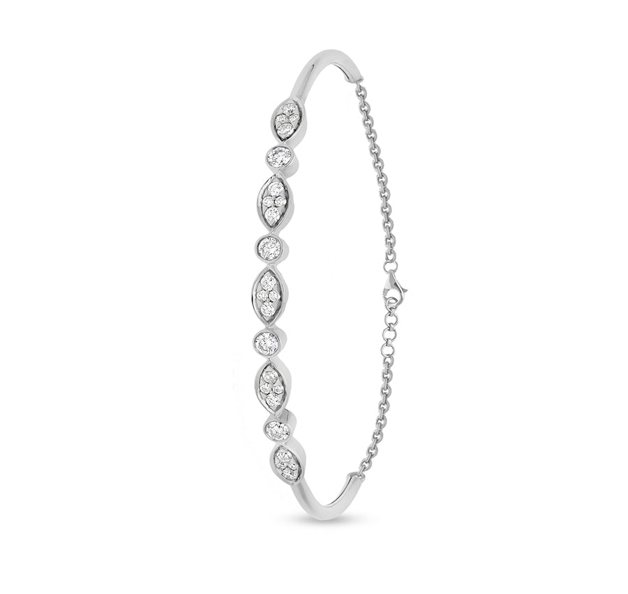 Marquise Shape Round Diamond White Gold Lobster Claw Clasp Bracelet