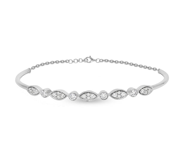 Marquise Shape Round Diamond White Gold Lobster Claw Clasp Bracelet