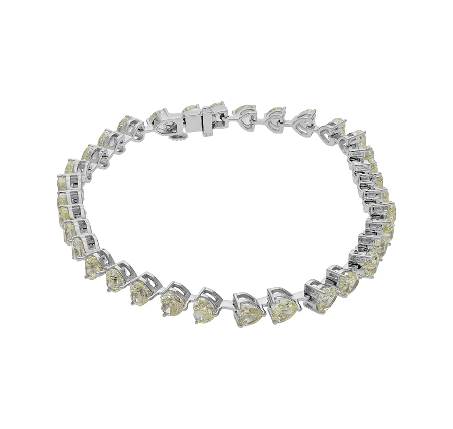 Heart Shape Diamond Channel White Gold Tennis Bracelet