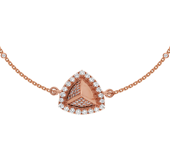Triangle Pyramid Shape Rose Gold Diamond Tennis Bracelet
