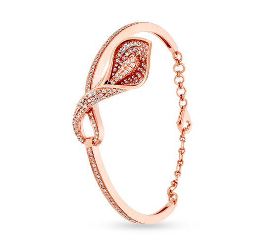 Conch Shell Shape Round Natural Diamond Rose Gold Lobster Clasp Bracelet