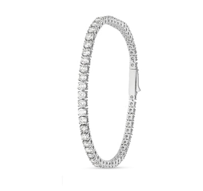 Round Cut Natural Diamond With prong Set White Gold Gb Clasp Eternity Tennis Bracelet