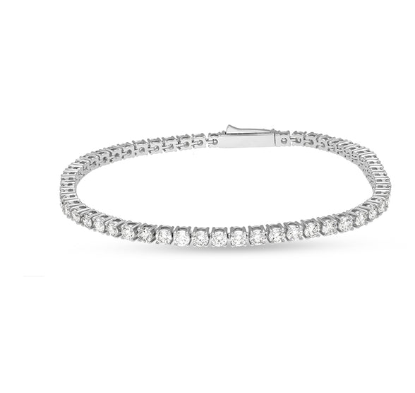 Round Cut Natural Diamond With prong Set White Gold Gb Clasp Eternity Tennis Bracelet