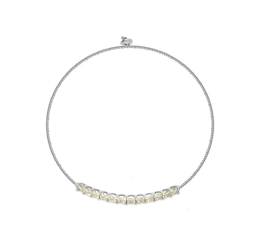 Cushion Cut Diamond White Gold Bolo Bracelet