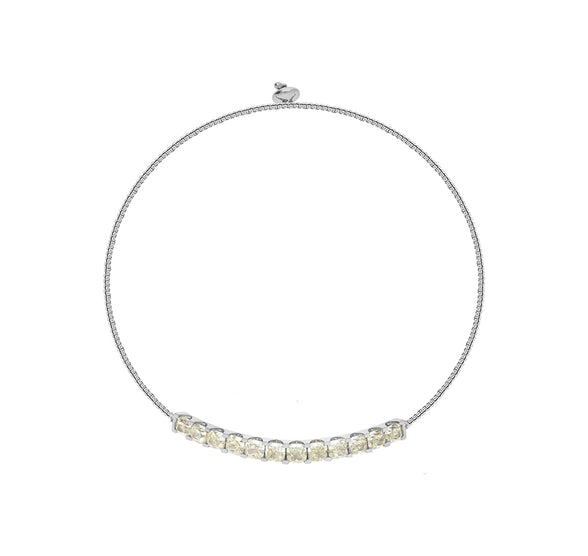 Cushion Cut Diamond White Gold Bolo Bracelet