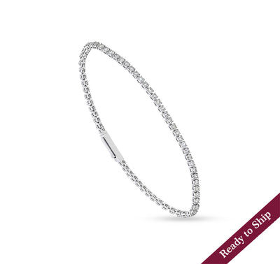 Round Natural Cut Diamond With Prong Set White Gold Box Clasp Tennis Bracelet