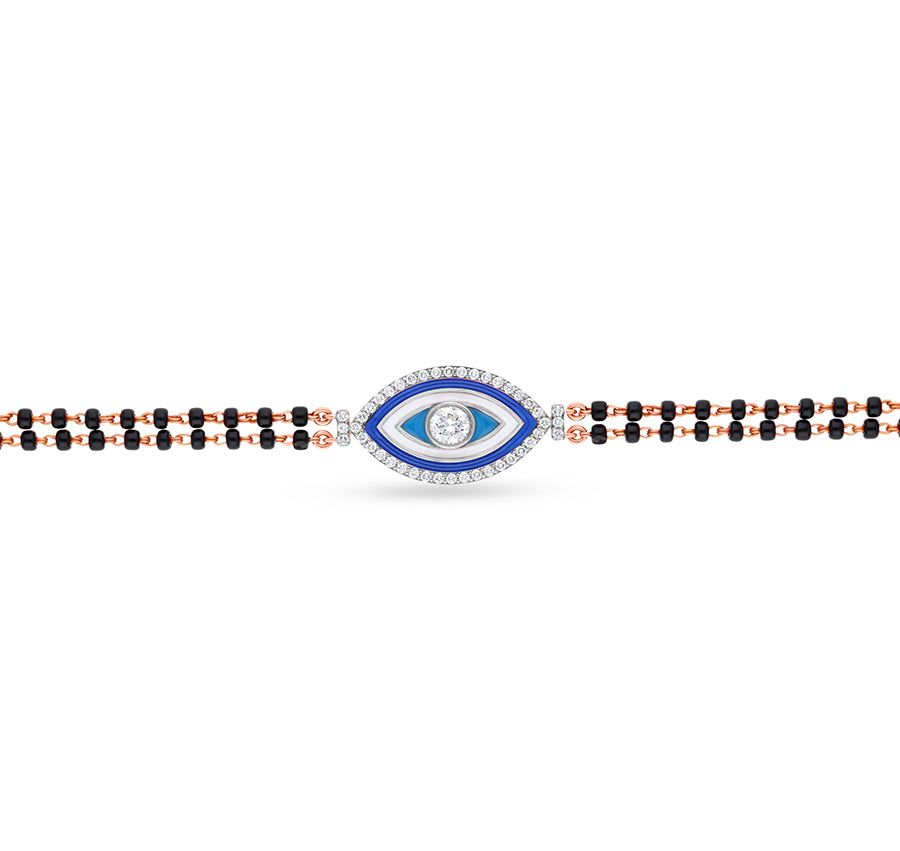 Evil Eye Shape With Round Natural Diamond Rose Gold Lobster Clasp Tanmaniya Bracelet