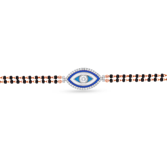 Evil Eye Shape With Round Natural Diamond Rose Gold Lobster Clasp Tanmaniya Bracelet