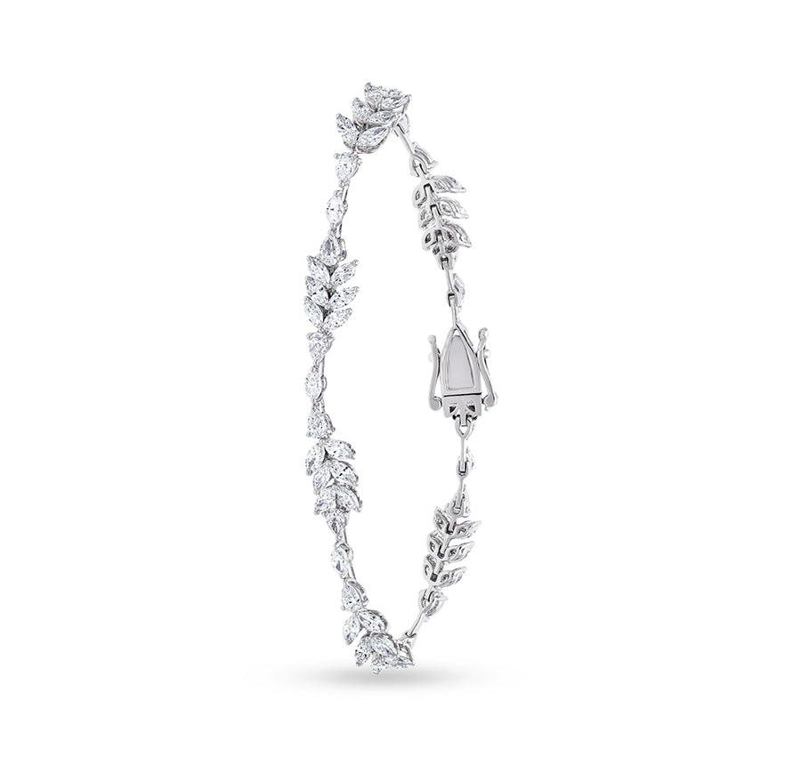Pear And Marquise Cut Natural Diamond With Prong Set White Gold Gb Clasp Tennis Bracelet
