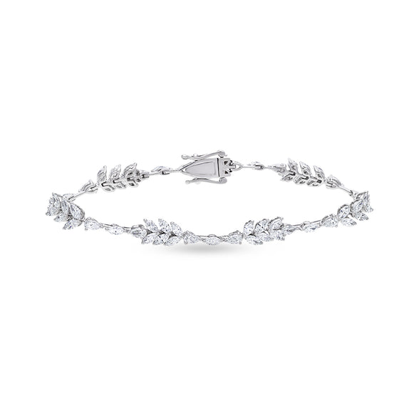 Pear And Marquise Cut Natural Diamond With Prong Set White Gold Gb Clasp Tennis Bracelet