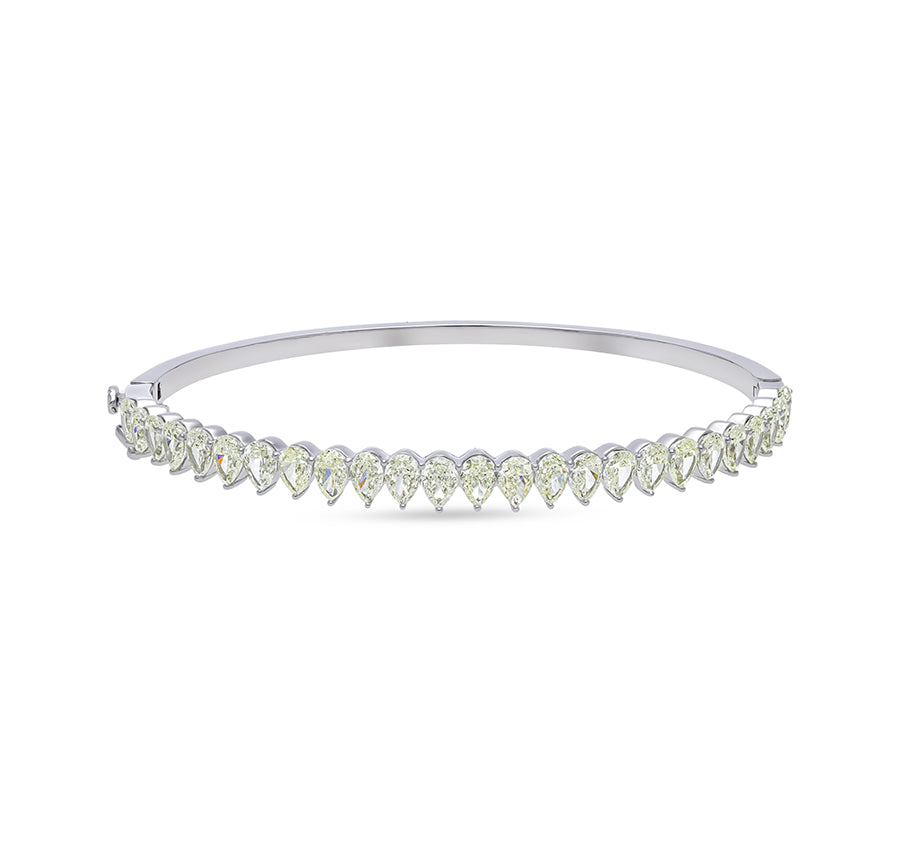 Pear Natural Diamond With Prong Set White Gold Box Clasp Bracelet