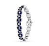 Blue Enamel With Round Natural Diamond White Gold Box Clasp Bracelet