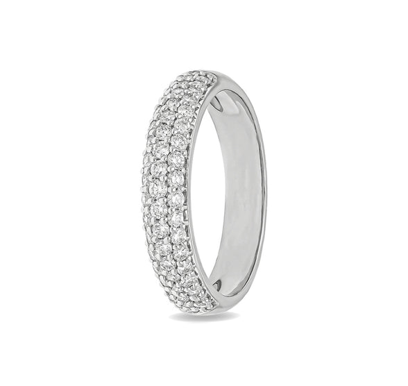 Round Shape Natural Diamond With Pave Setting White Gold Band