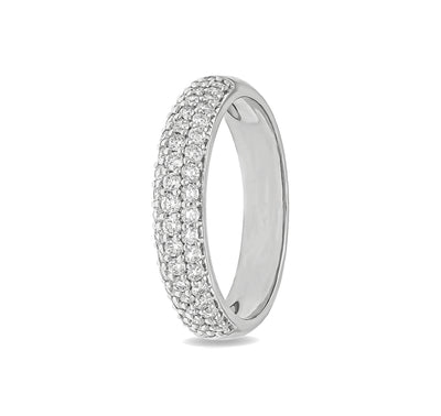 Round Shape Natural Diamond With Pave Setting White Gold Band