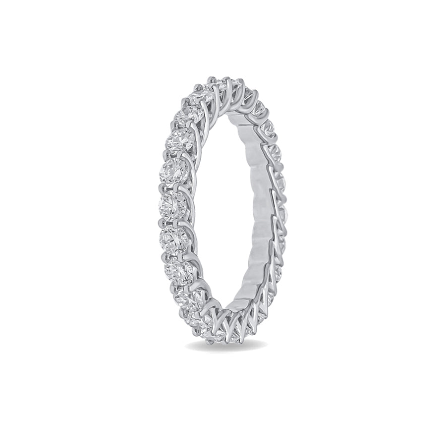 Round Shape Natural Diamond With Prong Setting Eternity Wedding Band