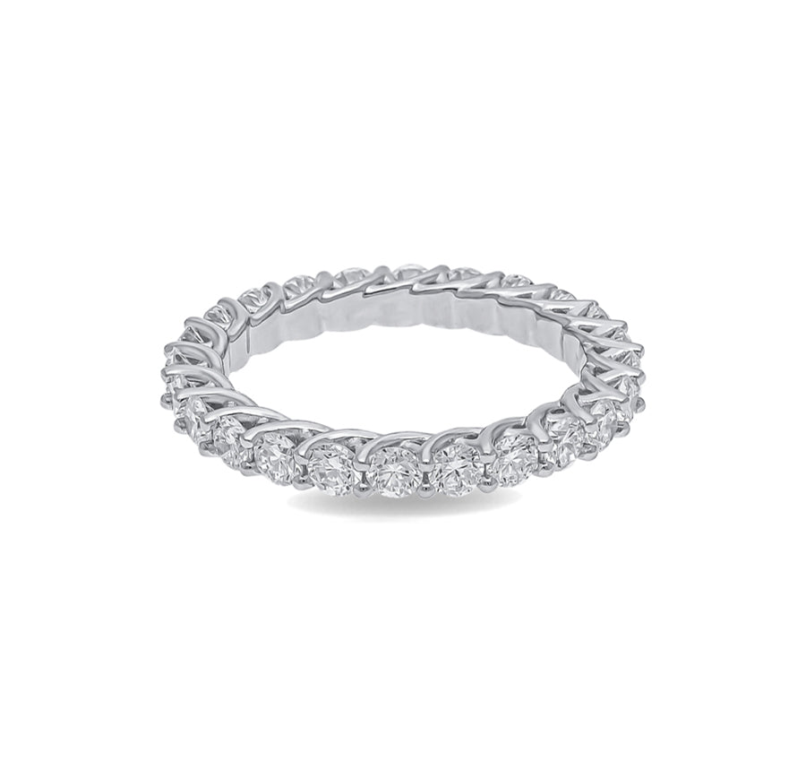 Round Shape Natural Diamond With Prong Setting Eternity Wedding Band
