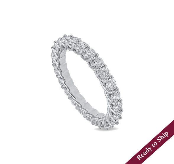 Round Shape Natural Diamond With Prong Setting Eternity Wedding Band