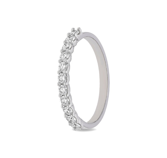 Round Shape Natural Diamond With Prong Setting White Gold Band