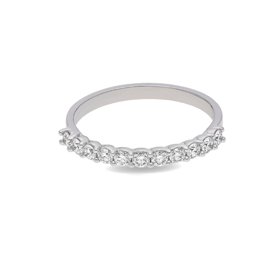 Round Shape Natural Diamond With Prong Setting White Gold Band