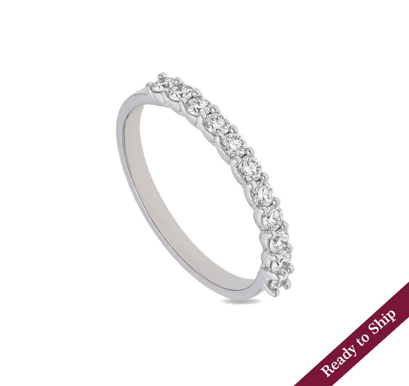 Round Shape Natural Diamond With Prong Setting White Gold Band