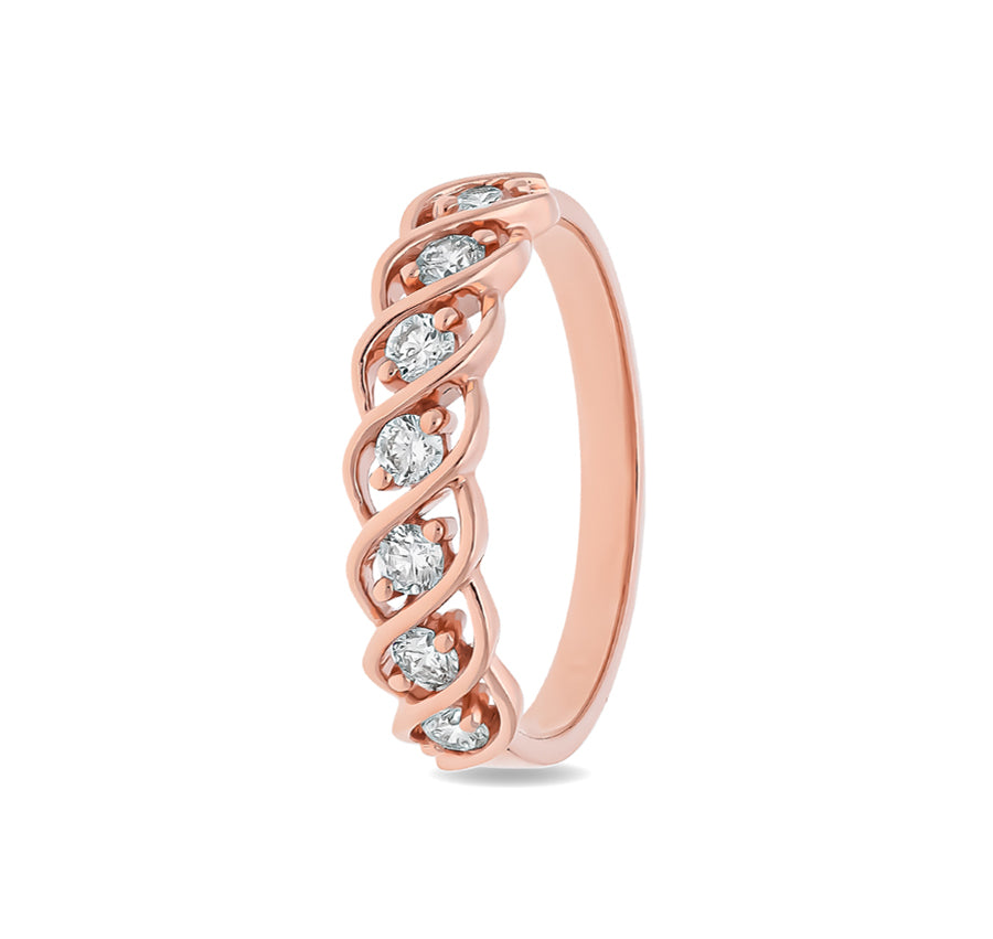 Round Shape Natural Diamond With Prong Set Rose Gold Casual Ring