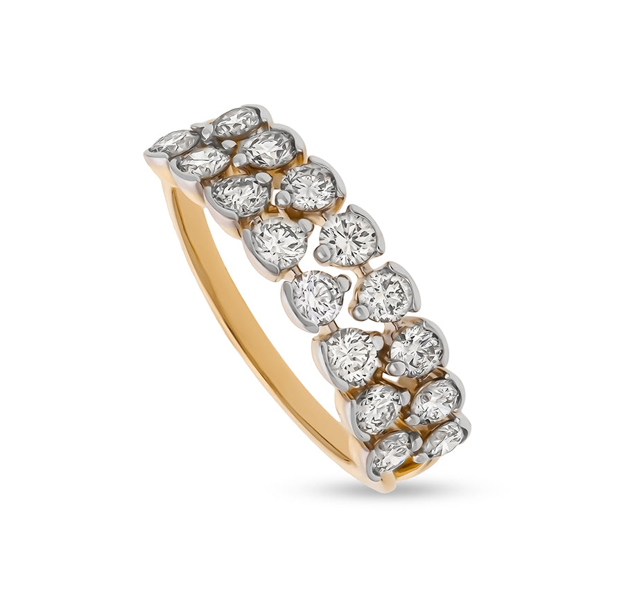 Round Shape Natural Diamond With Prong Setting Yellow Gold Casual Ring