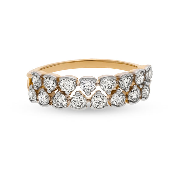 Round Shape Natural Diamond With Prong Setting Yellow Gold Casual Ring