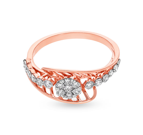 Round Shape Natural Diamond With Prong Setting Rose Gold Casual Ring