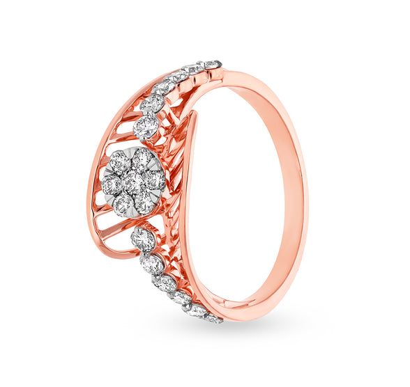 Round Shape Natural Diamond With Prong Setting Rose Gold Casual Ring