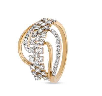 Round Natural Diamond With Prong Setting Yellow Gold Casual Ring