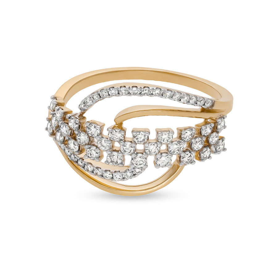 Round Natural Diamond With Prong Setting Yellow Gold Casual Ring