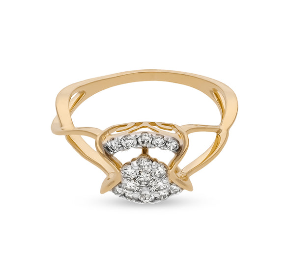 Round Natural Diamond With Prong set Yellow Gold Casual Ring