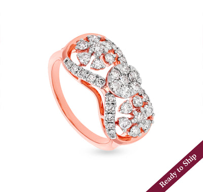 Bow Shape Round Natural Diamond With Prong Set Rose Gold Casual Ring