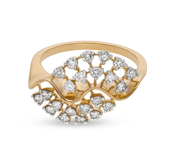 Round Shape Diamond With Prong Setting Yellow Gold Casual Ring