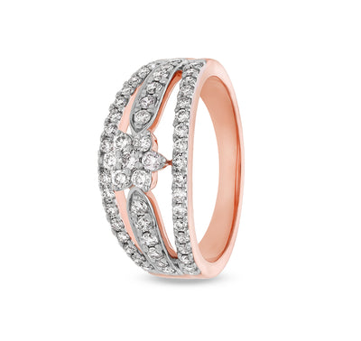 Round Shape Natural Diamond With Prong Set and Split Shank Rose Gold Casual Ring