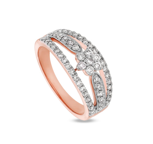 Round Shape Natural Diamond With Prong Set and Split Shank Rose Gold Casual Ring