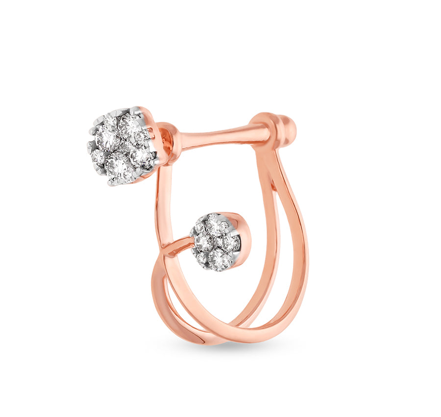 Round Shape Natural Diamond With Pressure Setting Rose Gold Cocktail Ring