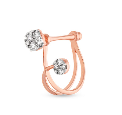 Round Shape Natural Diamond With Pressure Setting Rose Gold Cocktail Ring