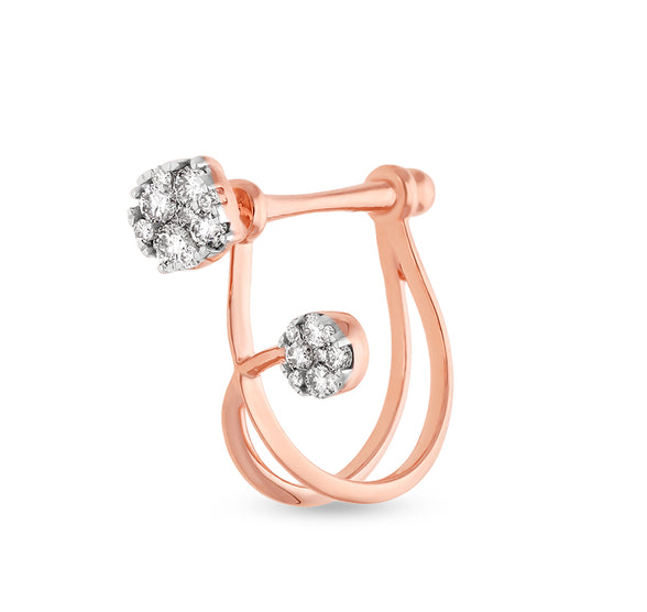 Round Shape Natural Diamond With Pressure Setting Rose Gold Cocktail Ring