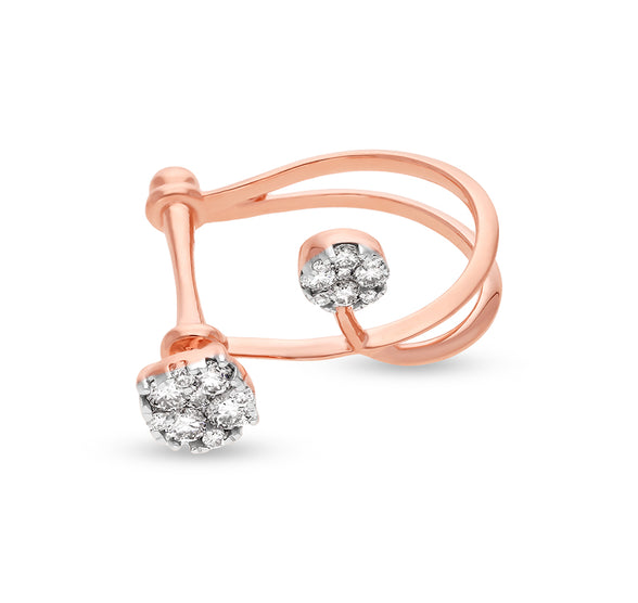 Round Shape Natural Diamond With Pressure Setting Rose Gold Cocktail Ring