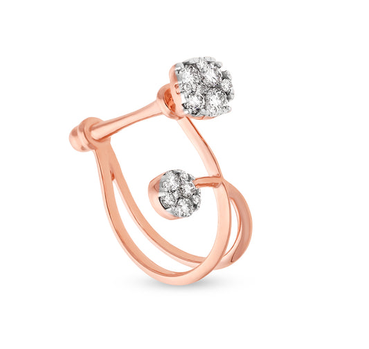 Round Shape Natural Diamond With Pressure Setting Rose Gold Cocktail Ring