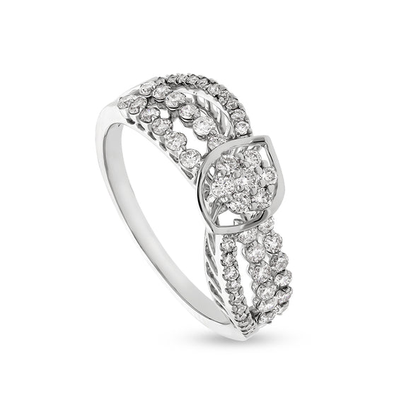 Marquise Shape Round Natural Diamond With Prong Set White Gold Casual Ring