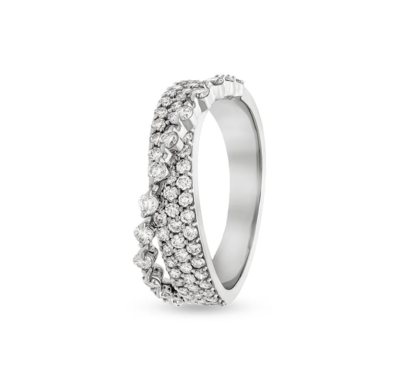 Round Shape Natural Diamond With Prong Setting White Gold Casual Ring