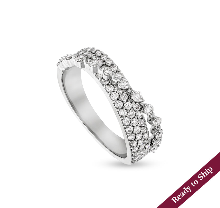 Round Shape Natural Diamond With Prong Setting White Gold Casual Ring