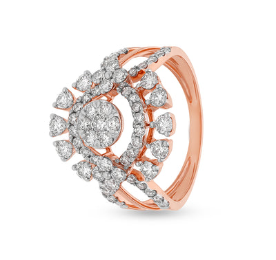 Dainty Floral Shape Round Natural Diamond With Prong Set Rose Gold Engagement Ring