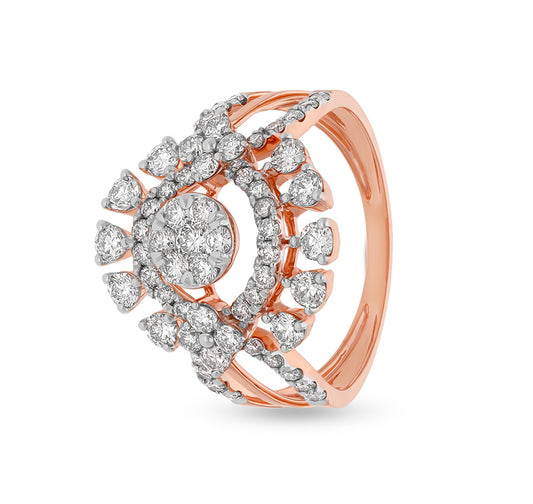 Dainty Floral Shape Round Natural Diamond With Prong Set Rose Gold Engagement Ring