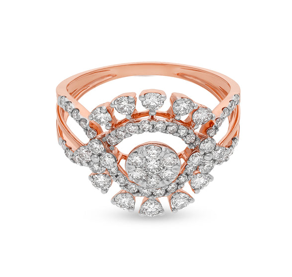 Dainty Floral Shape Round Natural Diamond With Prong Set Rose Gold Engagement Ring