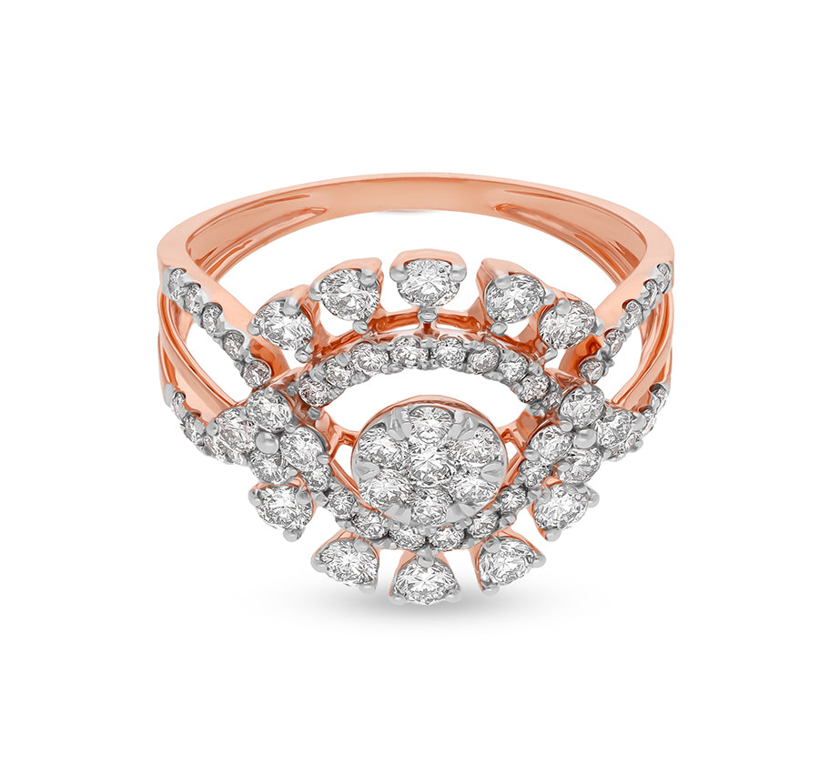 Dainty Floral Shape Round Natural Diamond With Prong Set Rose Gold Engagement Ring