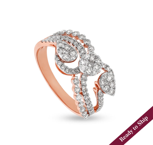 Round Shape Natural Diamond With Prong Setting Rose Gold Engagement Ring